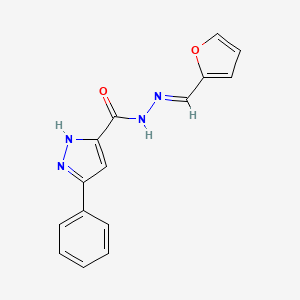 molecular formula C15H12N4O2 B1235264 5-苯基-2H-吡唑-3-羧酸呋喃-2-基亚甲基-酰肼 