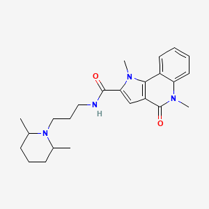 molecular formula C24H32N4O2 B1235282 N-[3-(2,6-dimethyl-1-piperidinyl)propyl]-1,5-dimethyl-4-oxo-2-pyrrolo[3,2-c]quinolinecarboxamide 