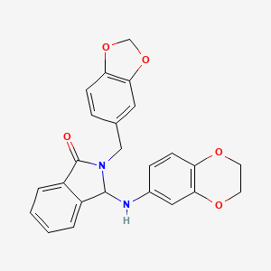 2-(1,3-benzodioxol-5-ylmethyl)-3-(2,3-dihydro-1,4-benzodioxin-6-ylamino)-3H-isoindol-1-one