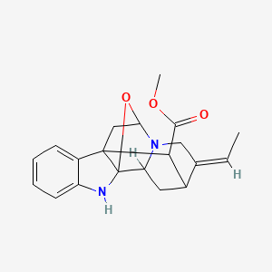 molecular formula C20H22N2O3 B1235317 methyl (14Z)-14-ethylidene-18-oxa-2,12-diazahexacyclo[9.6.1.19,15.01,9.03,8.012,17]nonadeca-3,5,7-triene-19-carboxylate 