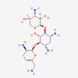 molecular formula C19H37N5O7 B1235329 (2R,4R,5R)-2-[(1S,2S,3R,4S,6R)-4,6-diamino-3-[[(2S,3R)-3-amino-6-(aminomethyl)-3,4-dihydro-2H-pyran-2-yl]oxy]-2-hydroxycyclohexyl]oxy-5-methyl-4-(methylamino)oxane-3,5-diol 
