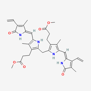 molecular formula C35H40N4O6 B1235334 3-[5-[(Z)-(4-乙烯基-3-甲基-5-氧代吡咯-2-亚甲基)-2-[[5-[(Z)-(3-乙烯基-4-甲基-5-氧代吡咯-2-亚甲基)-3-(3-甲氧基-3-氧代丙基)-4-甲基-1H-吡咯-2-基]甲基]-4-甲基-1H-吡咯-3-基]丙酸甲酯 CAS No. 19792-68-8