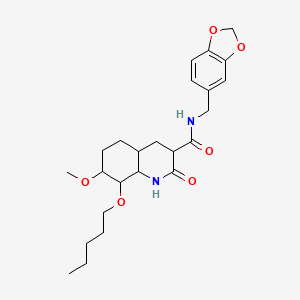 molecular formula C24H34N2O6 B12353633 N-(1,3-benzodioxol-5-ylmethyl)-7-methoxy-2-oxo-8-pentoxy-3,4,4a,5,6,7,8,8a-octahydro-1H-quinoline-3-carboxamide 