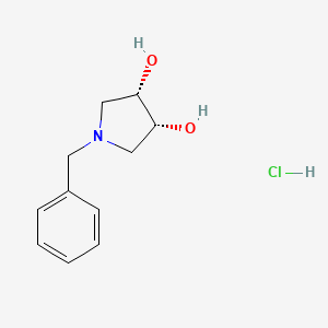 molecular formula C11H16ClNO2 B12353790 (3S,4R)-1-benzylpyrrolidine-3,4-diol;hydrochloride CAS No. 76783-60-3