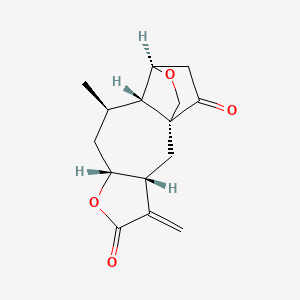 molecular formula C15H18O4 B1235401 (1S,3R,7R,9R,10S,11R)-9-甲基-4-亚甲基-6,12-二氧杂四环[9.2.2.01,10.03,7]十五烷-5,14-二酮 