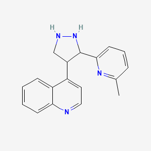 molecular formula C18H18N4 B12354057 4-[3-(6-Methylpyridin-2-yl)pyrazolidin-4-yl]quinoline 