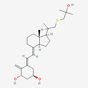 molecular formula C26H42O3S B1235425 (1R,3S,5E)-5-[(2E)-2-[(3aS,7aR)-1-[1-(2-hydroxy-2-methylpropyl)sulfanylpropan-2-yl]-7a-methyl-2,3,3a,5,6,7-hexahydro-1H-inden-4-ylidene]ethylidene]-4-methylidenecyclohexane-1,3-diol CAS No. 87480-00-0