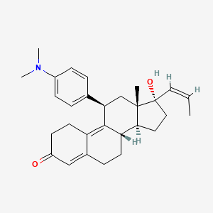 molecular formula C29H37NO2 B1235429 (8S,11R,13S,14S,17S)-11-[4-(dimethylamino)phenyl]-17-hydroxy-13-methyl-17-[(Z)-prop-1-enyl]-1,2,6,7,8,11,12,14,15,16-decahydrocyclopenta[a]phenanthren-3-one 