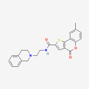 molecular formula C24H22N2O3S B1235444 N-[2-(3,4-dihydro-1H-isoquinolin-2-yl)ethyl]-8-methyl-4-oxothieno[3,2-c]chromene-2-carboxamide 
