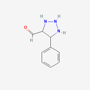 molecular formula C9H11N3O B12354675 5-Phenyltriazolidine-4-carbaldehyde 