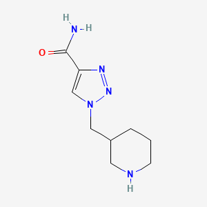molecular formula C9H15N5O B12354737 1-(Piperidin-3-ylmethyl)-1H-1,2,3-triazole-4-carboxamide 