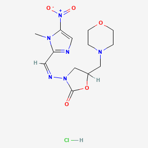 molecular formula C13H19ClN6O5 B1235479 3-[(Z)-(1-Methyl-5-nitroimidazol-2-yl)methylideneamino]-5-(morpholin-4-ylmethyl)-1,3-oxazolidin-2-one;hydrochloride CAS No. 30826-72-3