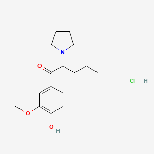 molecular formula C16H24ClNO3 B12354792 1-(4-Hydroxy-3-methoxyphenyl)-2-(pyrrolidin-1-yl)pentan-1-one,monohydrochloride CAS No. 2748590-34-1