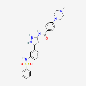 molecular formula C27H32N6O3S B12354801 N-[5-[3-(benzenesulfonamido)phenyl]pyrazolidin-3-yl]-4-(4-methylpiperazin-1-yl)benzamide 