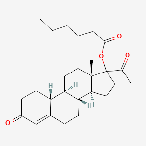 molecular formula C26H38O4 B12354878 19-Norpregn-4-ene-3,20-dione,17-[(1-oxohexyl)oxy]- 
