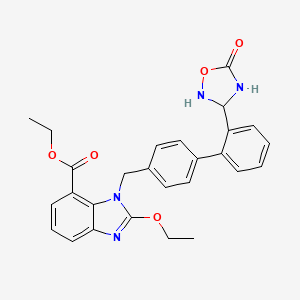 molecular formula C27H26N4O5 B12354933 Ethyl 2-ethoxy-3-[[4-[2-(5-oxo-1,2,4-oxadiazolidin-3-yl)phenyl]phenyl]methyl]benzimidazole-4-carboxylate 