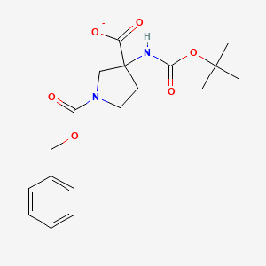molecular formula C18H23N2O6- B12355169 1,3-Pyrrolidinedicarboxylic acid, 3-[[(1,1-dimethylethoxy)carbonyl]amino]-, 1-(phenylmethyl) ester 