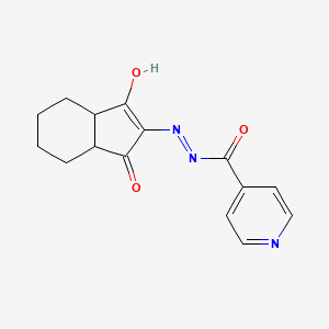 molecular formula C15H15N3O3 B12355419 N-(aza(1,3-dioxoindan-2-ylidene)methyl)-4-pyridylformamide 