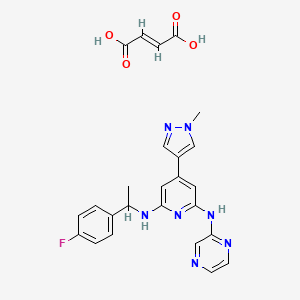 molecular formula C25H24FN7O4 B12355662 (E)-but-2-enedioic acid;6-N-[1-(4-fluorophenyl)ethyl]-4-(1-methylpyrazol-4-yl)-2-N-pyrazin-2-ylpyridine-2,6-diamine 