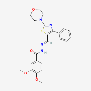 3,4-dimethoxy-N-[(E)-(2-morpholin-4-yl-4-phenyl-1,3-thiazol-5-yl)methylideneamino]benzamide