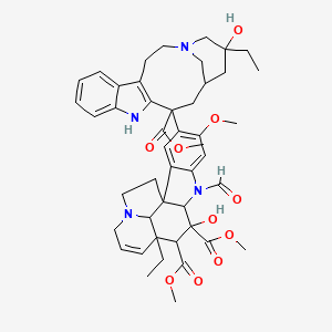 Dimethyl 12-ethyl-4-(17-ethyl-17-hydroxy-13-methoxycarbonyl-1,11-diazatetracyclo[13.3.1.04,12.05,10]nonadeca-4(12),5,7,9-tetraen-13-yl)-8-formyl-10-hydroxy-5-methoxy-8,16-diazapentacyclo[10.6.1.01,9.02,7.016,19]nonadeca-2,4,6,13-tetraene-10,11-dicarboxylate