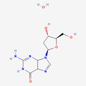 molecular formula C10H17N5O5 B12355945 2-amino-9-[(2R,4S,5R)-4-hydroxy-5-(hydroxymethyl)oxolan-2-yl]-4,5-dihydro-1H-purin-6-one;hydrate 