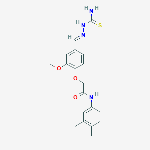 molecular formula C19H22N4O3S B1235599 2-[4-[(E)-(carbamothioylhydrazinylidene)methyl]-2-methoxyphenoxy]-N-(3,4-dimethylphenyl)acetamide 