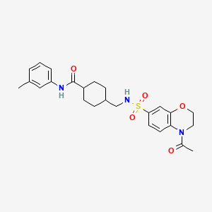 4-[[(4-acetyl-2,3-dihydro-1,4-benzoxazin-7-yl)sulfonylamino]methyl]-N-(3-methylphenyl)-1-cyclohexanecarboxamide