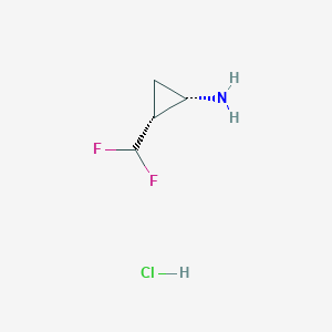 molecular formula C4H8ClF2N B12356353 rac-(1R,2R)-2-(difluoromethyl)cyclopropan-1-amine hydrochloride, trans 