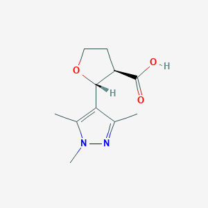 molecular formula C11H16N2O3 B12356412 rac-(2R,3R)-2-(trimethyl-1H-pyrazol-4-yl)oxolane-3-carboxylic acid, trans 
