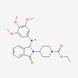 molecular formula C25H31N3O6 B1235648 4-[3-oxo-1-(3,4,5-trimethoxyanilino)-1H-isoindol-2-yl]-1-piperidinecarboxylic acid ethyl ester 