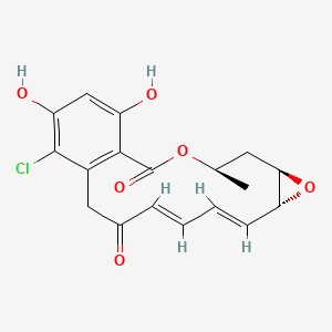 molecular formula C18H17ClO6 B1235687 (4R,6R,8R,9E,11E)-16-chloro-17,19-dihydroxy-4-methyl-3,7-dioxatricyclo[13.4.0.06,8]nonadeca-1(15),9,11,16,18-pentaene-2,13-dione 