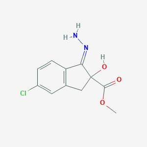 molecular formula C11H11ClN2O3 B123569 Methyl (1E)-5-chloro-1-hydrazinylidene-2-hydroxy-2,3-dihydro-1H-indene-2-carboxylate CAS No. 144172-26-9