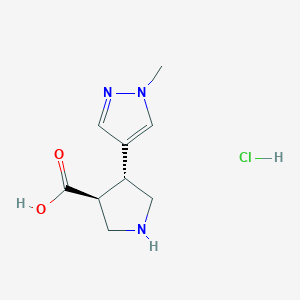 molecular formula C9H14ClN3O2 B12356920 rac-(3R,4S)-4-(1-methyl-1H-pyrazol-4-yl)pyrrolidine-3-carboxylic acid hydrochloride, trans CAS No. 1955556-97-4