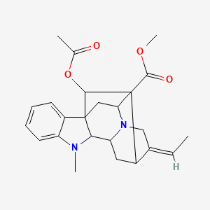 molecular formula C24H28N2O4 B1235703 阿吉兰-16-羧酸，17-(乙酰氧基)-19,20-二脱氢-，甲酯，(2α,17S,19E)- 