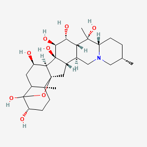 molecular formula C27H43NO8 B1235711 (1S,2S,6S,9S,10S,11R,12R,13S,14S,15S,16R,18S,19S,22S,25R)-6,10,19-trimethyl-24-oxa-4-azaheptacyclo[12.12.0.02,11.04,9.015,25.018,23.019,25]hexacosane-10,12,13,14,16,22,23-heptol 