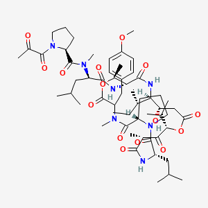 (2S)-N-[(2R)-1-[[(3S,6R,8S,12S,13R,16R,17S,23S)-13-[(2S)-butan-2-yl]-12-hydroxy-20-[(4-methoxyphenyl)methyl]-6,17,21-trimethyl-3-(2-methylpropyl)-2,5,7,10,15,19,22-heptaoxo-8-propan-2-yl-9,18-dioxa-1,4,14,21-tetrazabicyclo[21.3.0]hexacosan-16-yl]amino]-4-methyl-1-oxopentan-2-yl]-N-methyl-1-(2-oxopropanoyl)pyrrolidine-2-carboxamide