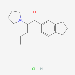 molecular formula C18H26ClNO B12357130 1-(2,3-dihydro-1H-inden-5-yl)-2-(pyrrolidin-1-yl)pentan-1-one,monohydrochloride CAS No. 2748590-83-0