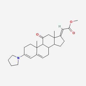 Methyl (2E)-2-(10,13-dimethyl-11-oxo-3-pyrrolidin-1-yl-2,7,8,9,12,14,15,16-octahydro-1H-cyclopenta[a]phenanthren-17-ylidene)acetate