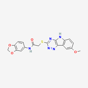 N-(1,3-benzodioxol-5-yl)-2-[(8-methoxy-5H-[1,2,4]triazino[5,6-b]indol-3-yl)thio]acetamide