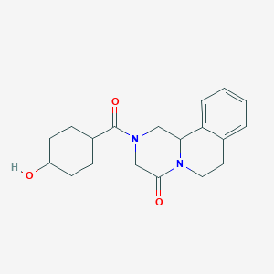 molecular formula C19H24N2O3 B123578 2-(4-hydroxycyclohexanecarbonyl)-3,6,7,11b-tetrahydro-1H-pyrazino[2,1-a]isoquinolin-4-one CAS No. 134924-68-8