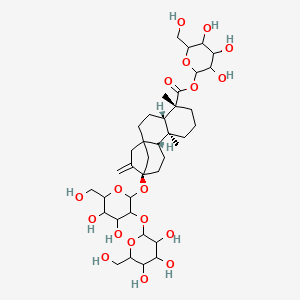 molecular formula C38H60O18 B1235798 [3,4,5-trihydroxy-6-(hydroxymethyl)oxan-2-yl] (4S,5R,9S,10R,13R)-13-[4,5-dihydroxy-6-(hydroxymethyl)-3-[3,4,5-trihydroxy-6-(hydroxymethyl)oxan-2-yl]oxyoxan-2-yl]oxy-5,9-dimethyl-14-methylidenetetracyclo[11.2.1.01,10.04,9]hexadecane-5-carboxylate 