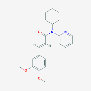 molecular formula C22H26N2O3 B1235826 (E)-N-cyclohexyl-3-(3,4-dimethoxyphenyl)-N-pyridin-2-ylprop-2-enamide 