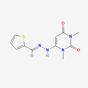 molecular formula C11H12N4O2S B1235827 1,3-dimethyl-6-[(2E)-2-(thiophen-2-ylmethylidene)hydrazinyl]pyrimidine-2,4(1H,3H)-dione 