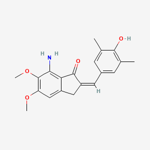 (2Z)-7-amino-2-[(4-hydroxy-3,5-dimethylphenyl)methylidene]-5,6-dimethoxy-3H-inden-1-one