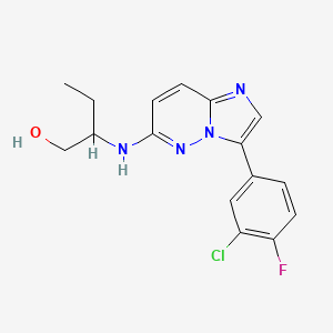 molecular formula C16H16ClFN4O B1235847 2-[[3-(3-Chloro-4-fluorophenyl)imidazo[1,2-b]pyridazin-6-yl]amino]butan-1-ol 