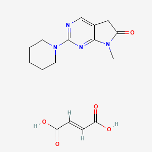 molecular formula C16H20N4O5 B1235896 6H-Pyrrolo(2,3-d)pyrimidin-6-one, 5,7-dihydro-7-methyl-2-(1-piperidinyl)-, (Z)-2-butenedioate (1:1) CAS No. 122113-44-4