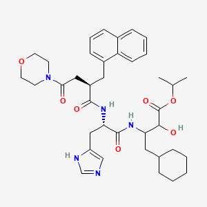 molecular formula C38H51N5O7 B1236002 propan-2-yl 4-cyclohexyl-2-hydroxy-3-[[(2S)-3-(1H-imidazol-5-yl)-2-[[(2R)-4-morpholin-4-yl-2-(naphthalen-1-ylmethyl)-4-oxobutanoyl]amino]propanoyl]amino]butanoate CAS No. 128053-53-2