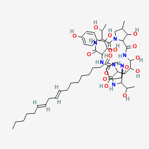 (9E,12E)-N-[6-[1,2-dihydroxy-2-(4-hydroxyphenyl)ethyl]-11,20,21,25-tetrahydroxy-3,15-bis(1-hydroxyethyl)-26-methyl-2,5,8,14,17,23-hexaoxo-1,4,7,13,16,22-hexazatricyclo[22.3.0.09,13]heptacosan-18-yl]octadeca-9,12-dienamide