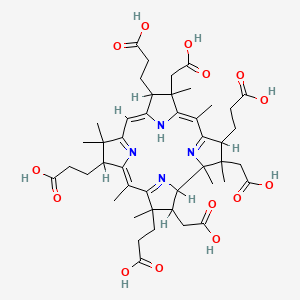 molecular formula C45H60N4O14 B1236084 3-[(5Z,9Z,14Z)-3,13,17-tris(2-carboxyethyl)-2,7,18-tris(carboxymethyl)-1,2,5,7,12,12,15,17-octamethyl-3,8,13,18,19,22-hexahydrocorrin-8-yl]propanoic acid CAS No. 23599-55-5